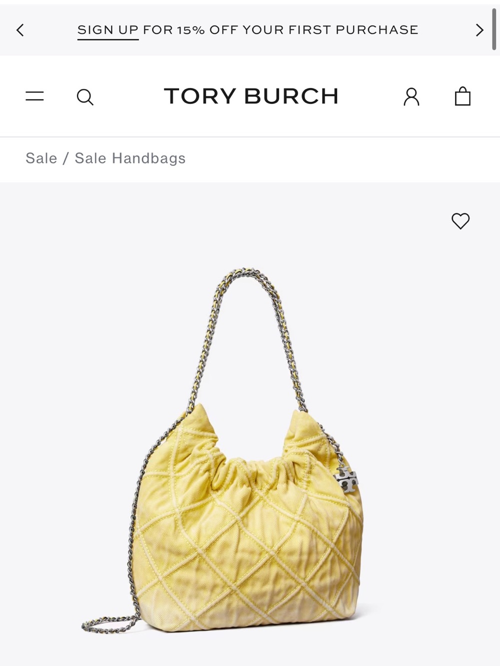 NWT TORY BURCH mini Fleming denim soft hobo bag.
